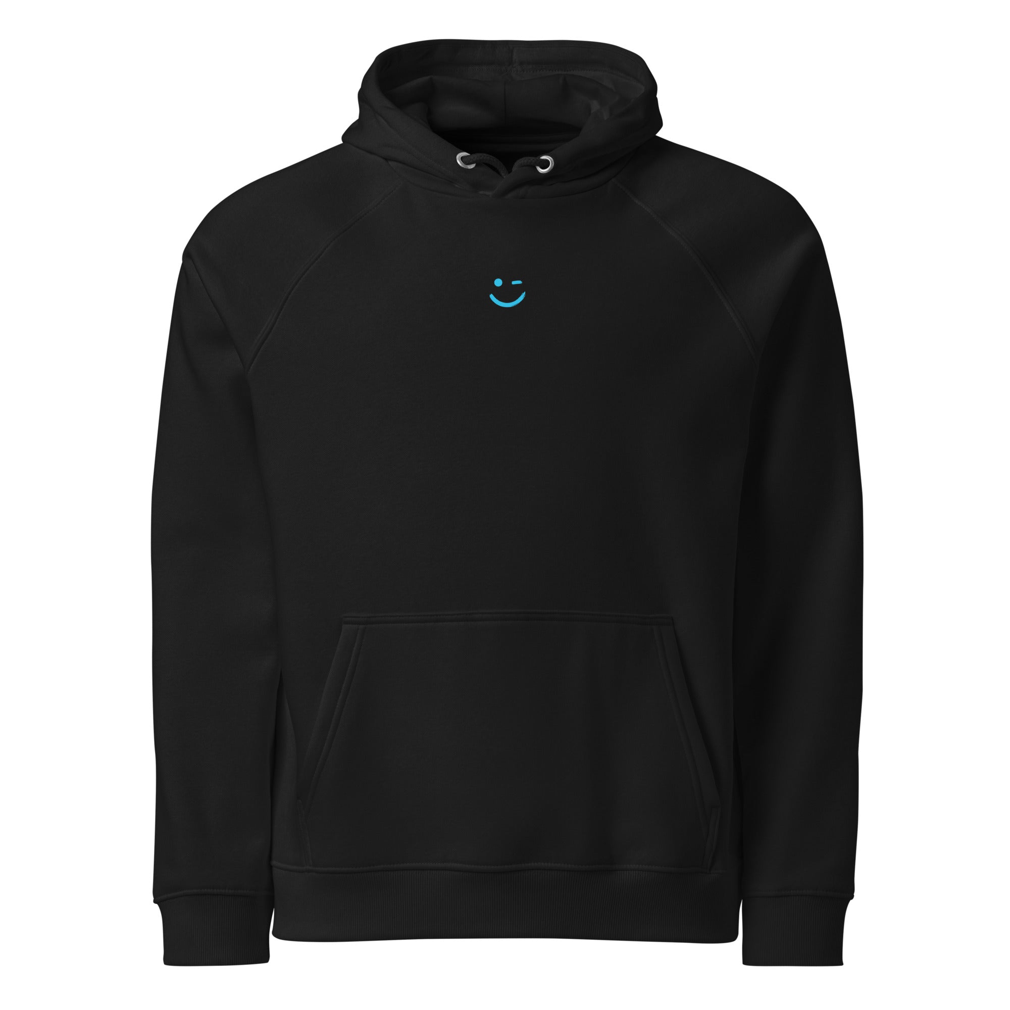 Vitruvius hoodie Black színben, elölnézet – tiszta előrész, raglán ujj