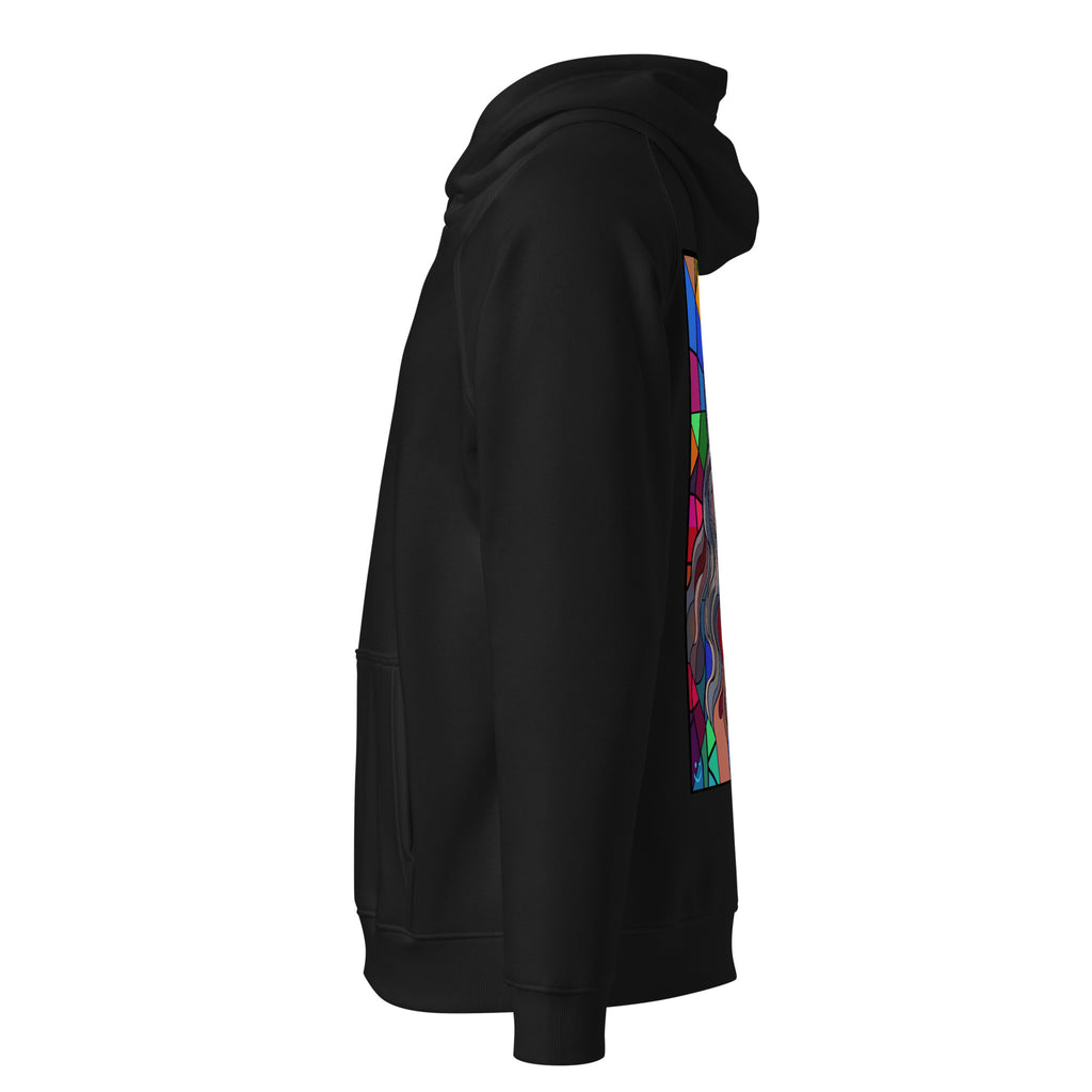 Leonardo da Vinci hoodie Black színben, bal oldali nézet – bordás mandzsetta és derékszegély
