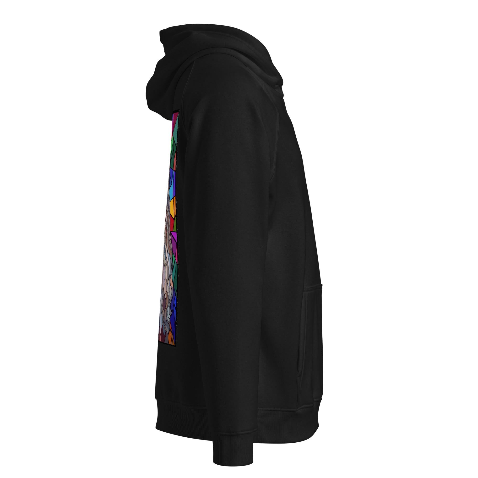 Leonardo da Vinci hoodie Black színben, jobb oldali nézet – jersey-bélésű kapucni