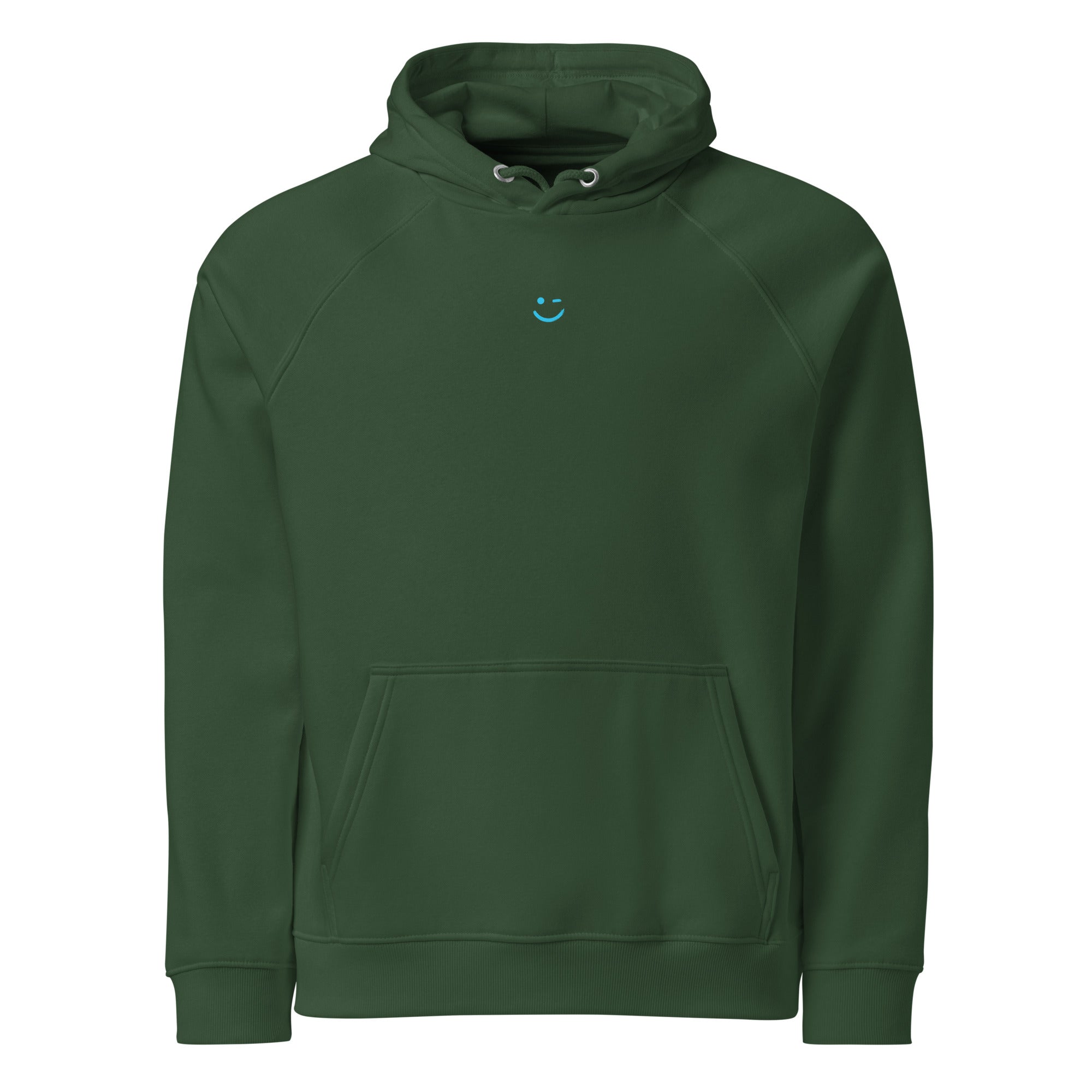Jézus hoodie Bottle Green színben, elölnézet – tiszta előrész, raglán ujj