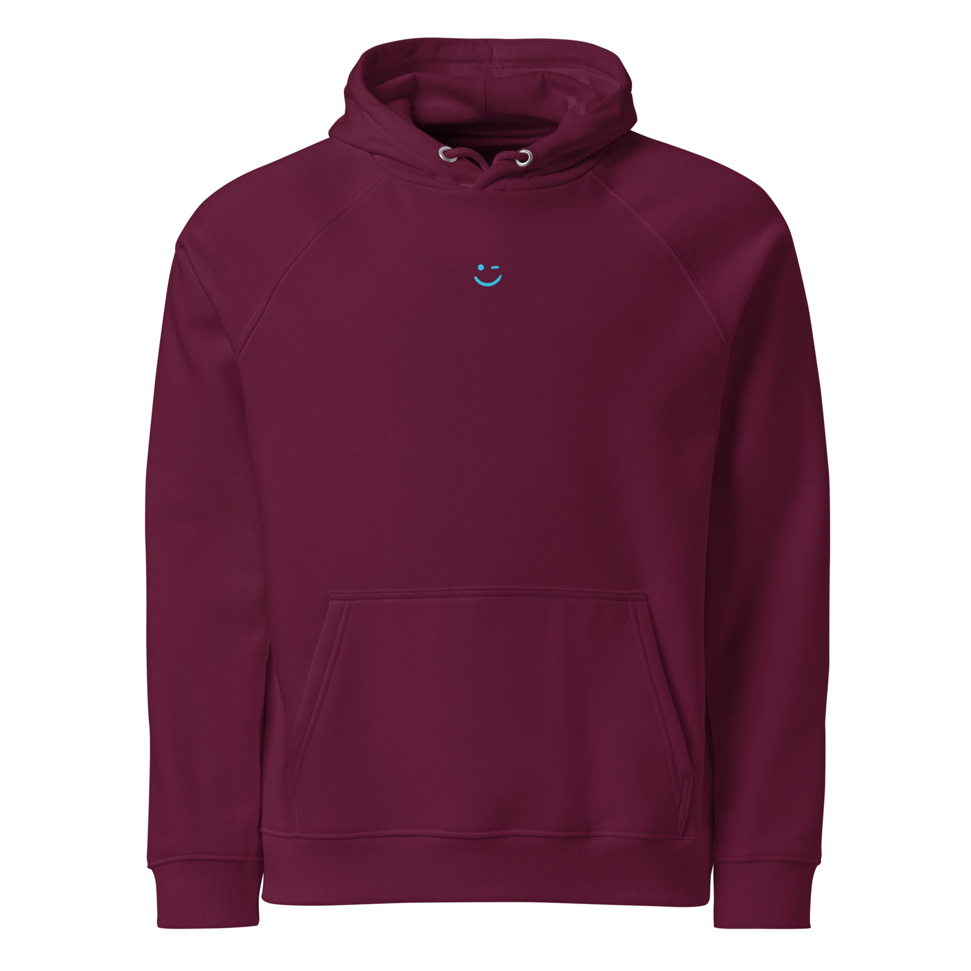 Jézus hoodie Burgundy színben, elölnézet – tiszta előrész, raglán ujj