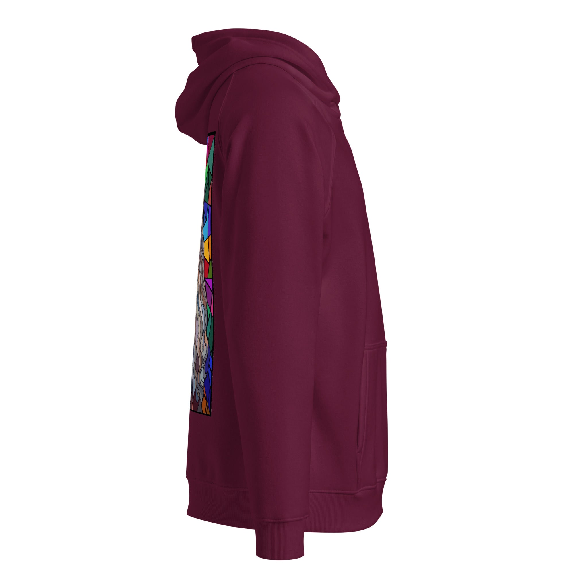 Leonardo da Vinci hoodie Burgundy színben, jobb oldali nézet – jersey-bélésű kapucni