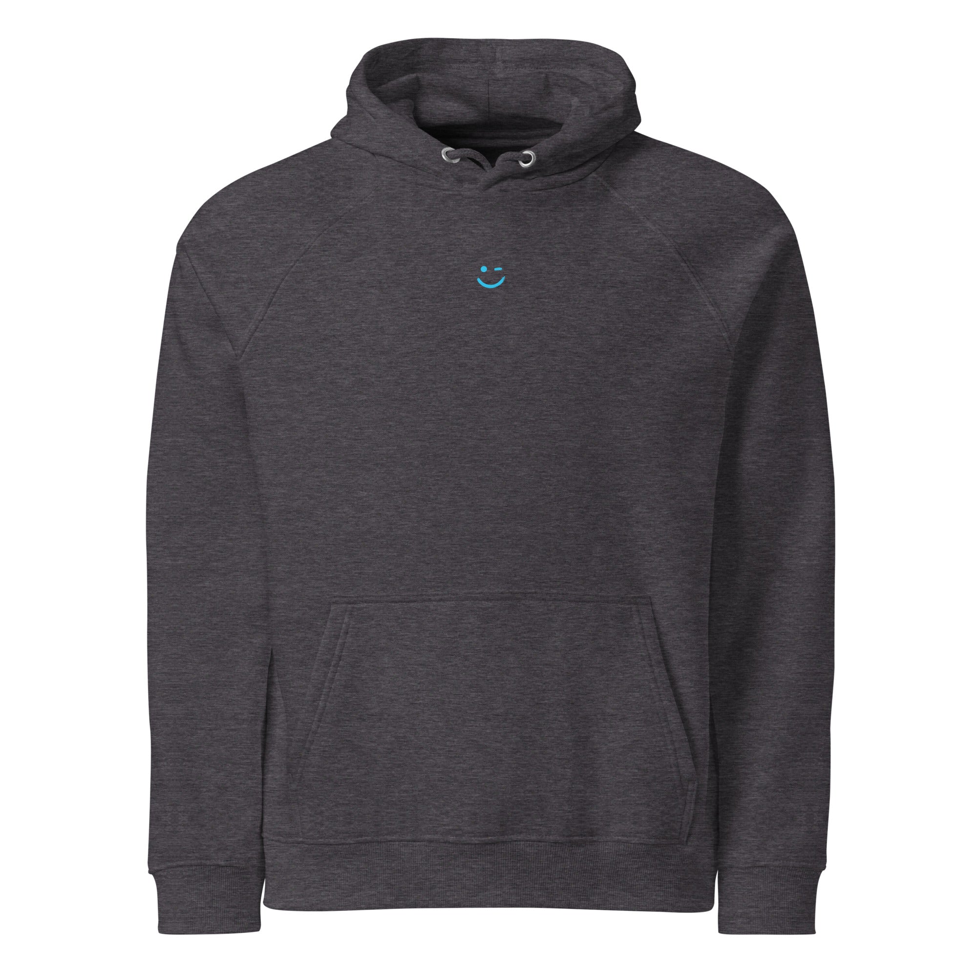 Jézus hoodie Charcoal Melange színben, elölnézet – tiszta előrész, raglán ujj