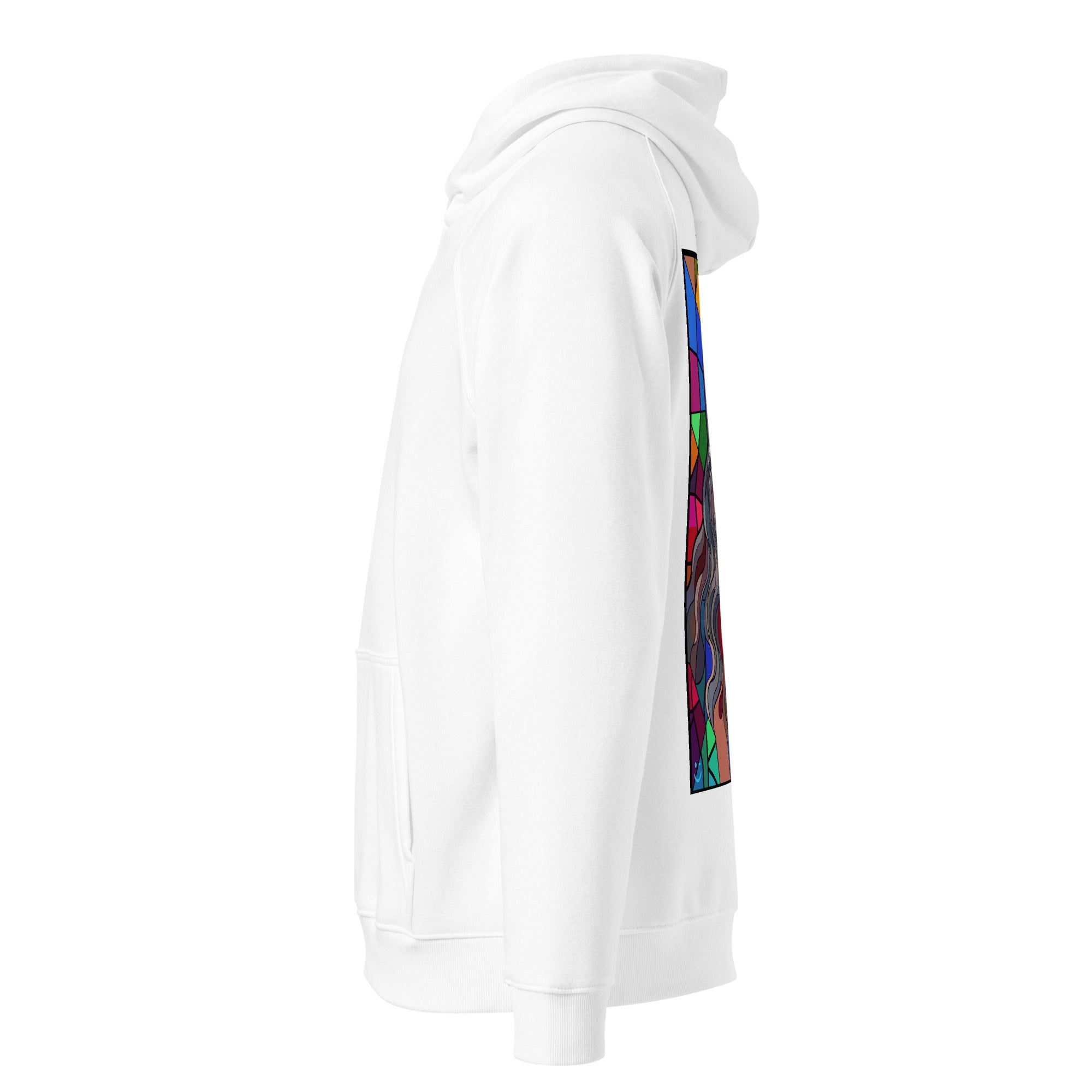 Leonardo da Vinci hoodie White színben, bal oldali nézet – bordás mandzsetta és derékszegély
