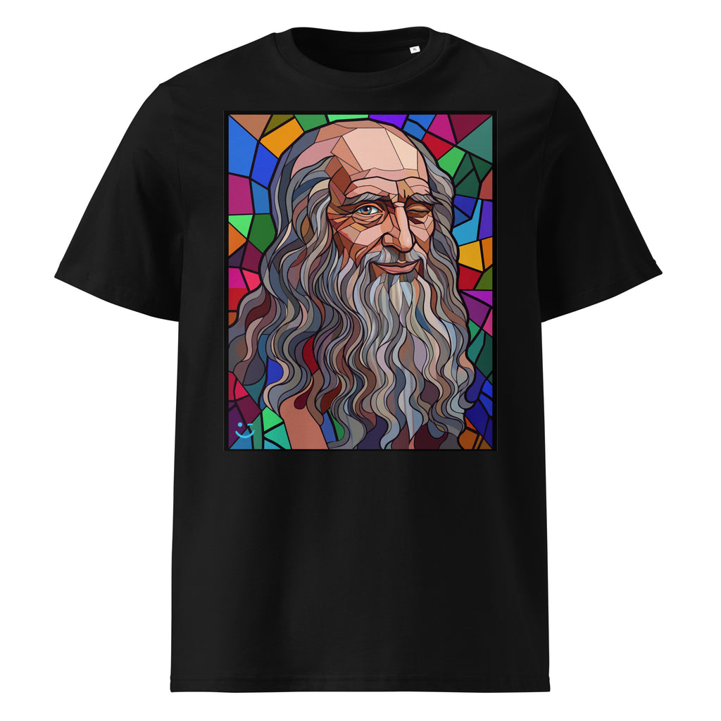 Leonardo da Vinci póló Black színben, elölnézet – 180 g/m² organikus pamut