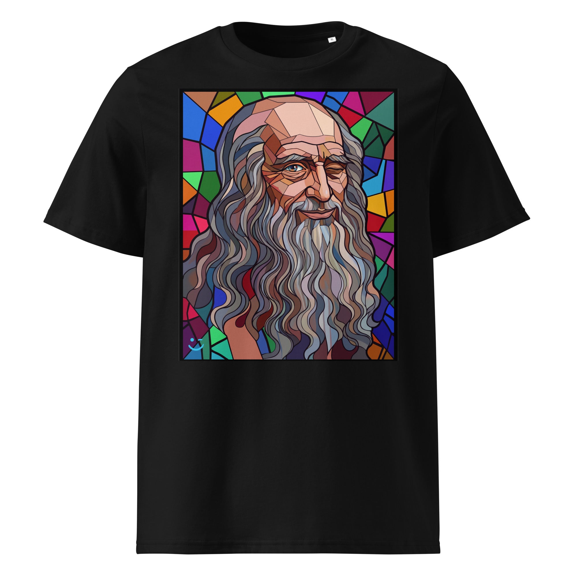 Leonardo da Vinci póló Black színben, elölnézet – 180 g/m² organikus pamut